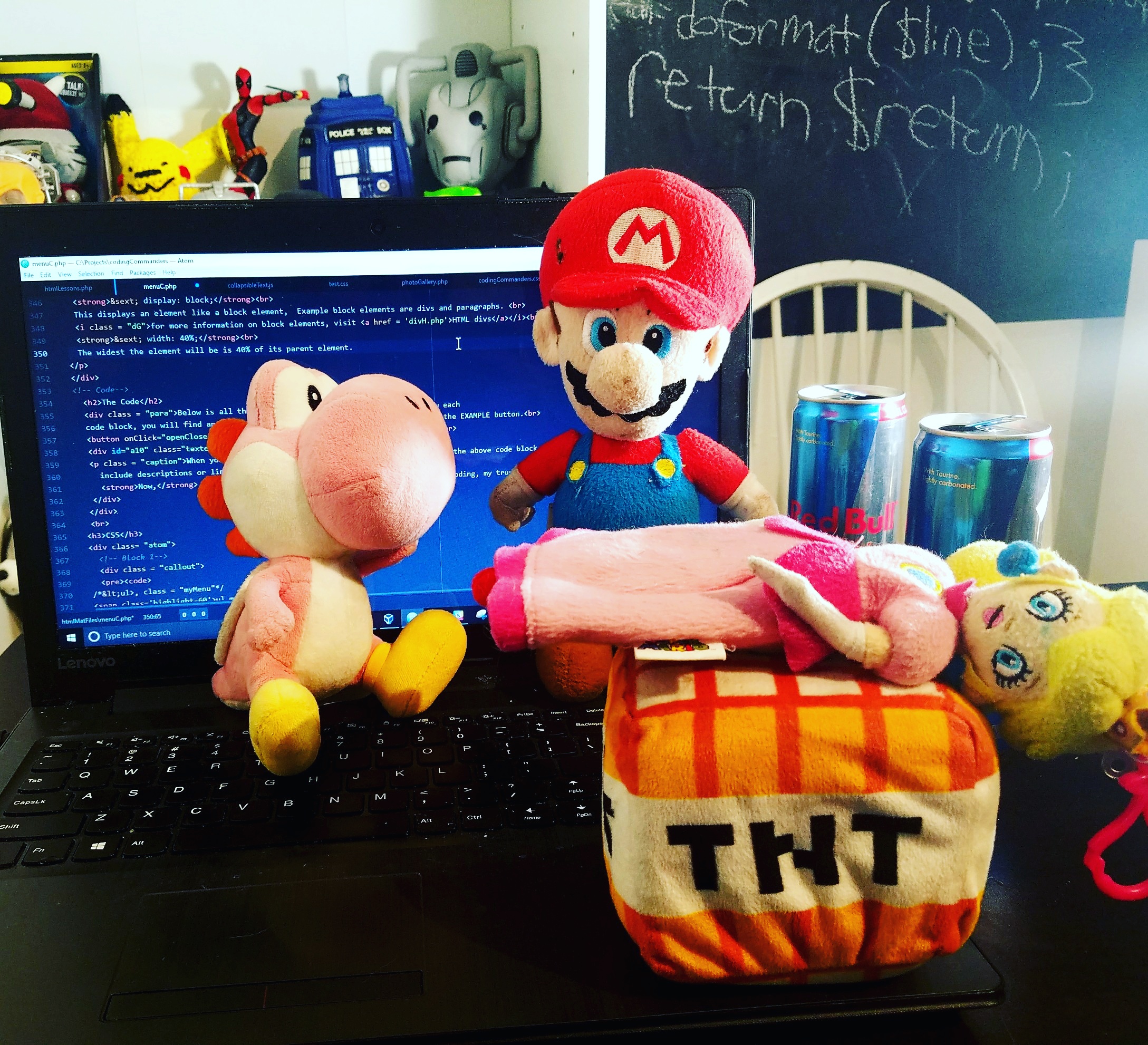 Mario (Nintendo) does Computer Programming to save Princess Peach