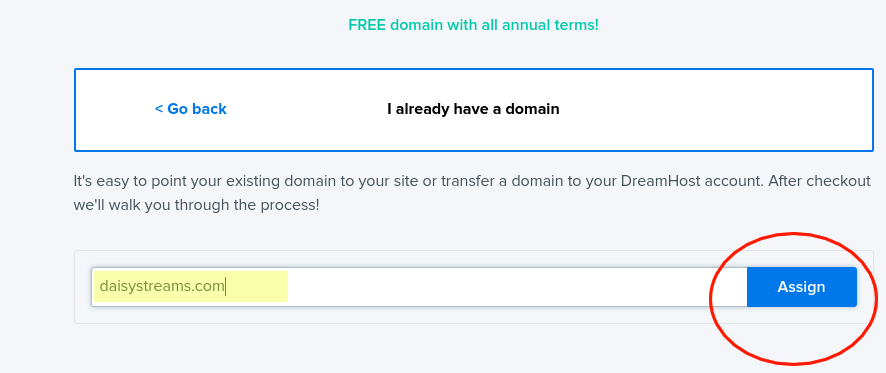 Transfer domain to DreamHost